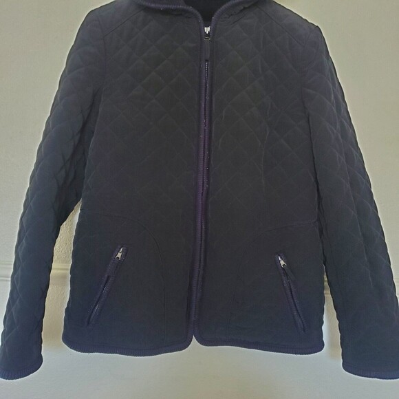 Esprit Womens Full Zip Jacket Coat Quilted Hooded Fleece Lined Black Sz Medium - Picture 3 of 16